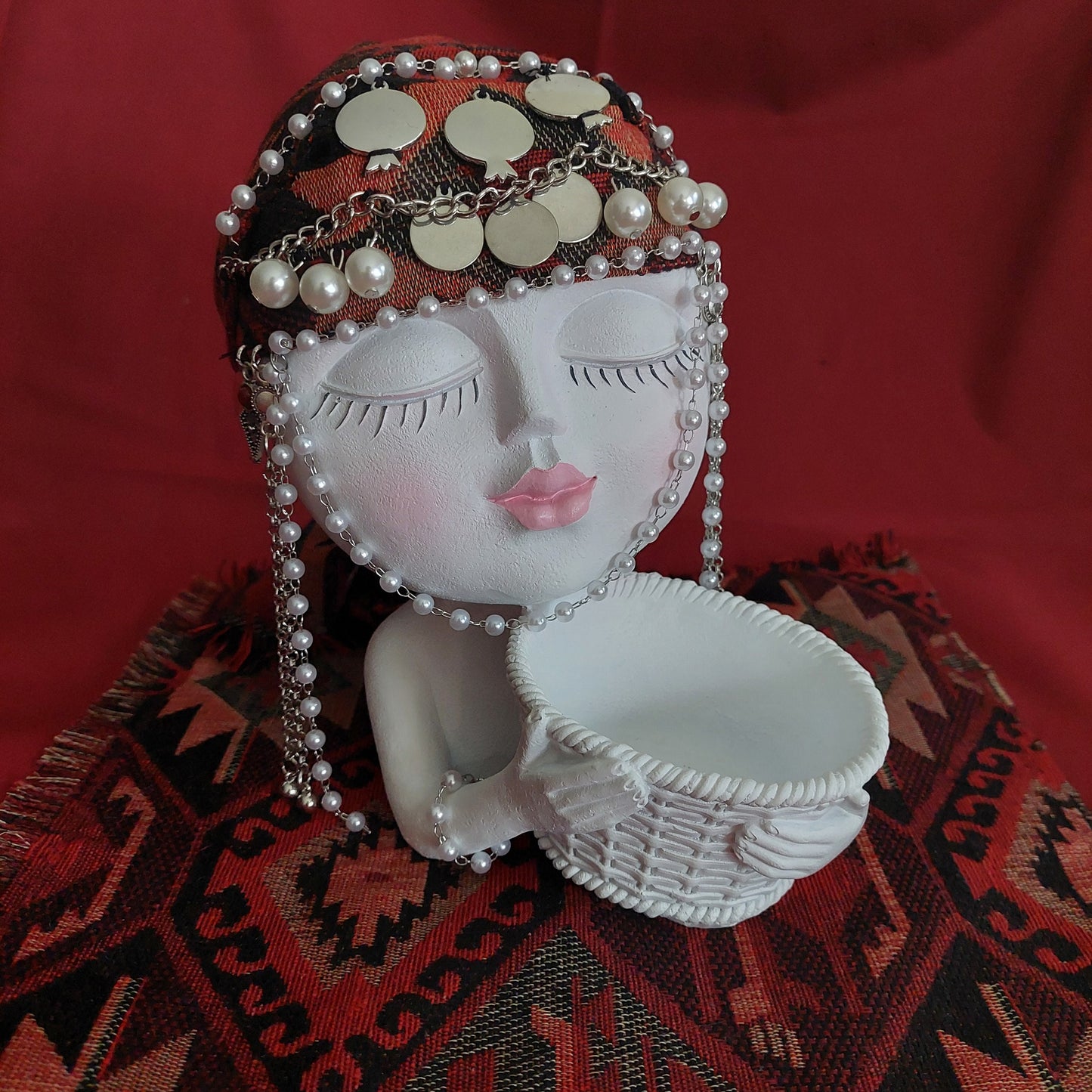 Girl with Armenian taraz Armenian home décor