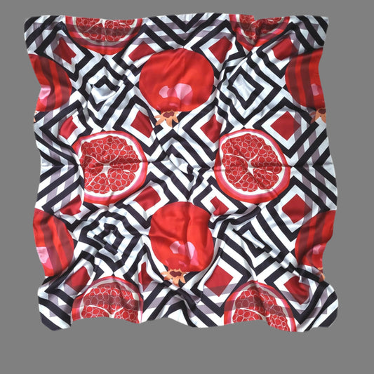 Pomegranate scarf high quality silk feeling satin  scarf