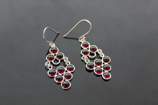 925 Sterling silver grape shape earrings with natural garnet