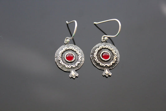 Sterling silver pomegranate earrings