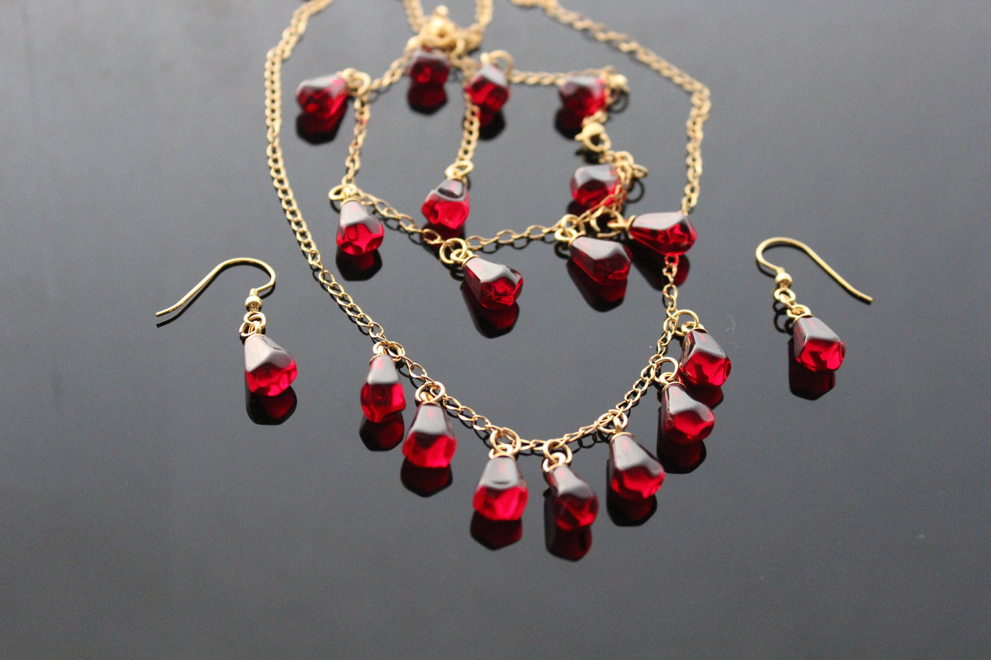 Hand made 14K gold plated Pomegranate seeds non tarnish stainless steel colorfast jewelry (Copy)