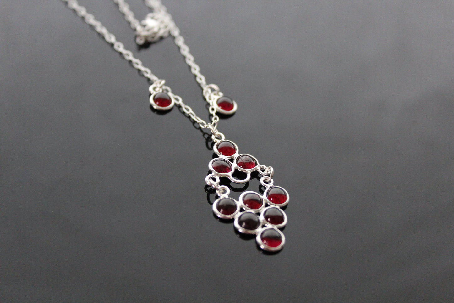 925 Sterling silver grape shape earrings with natural garnet