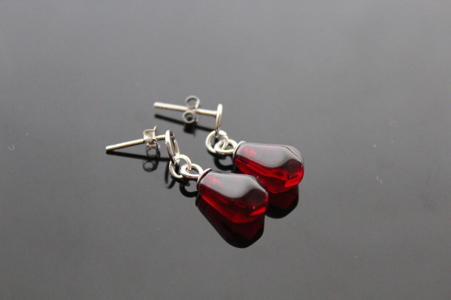925 sterling silver pomegranate seeds jewelry set with Swarovski heart crystals and glass beads