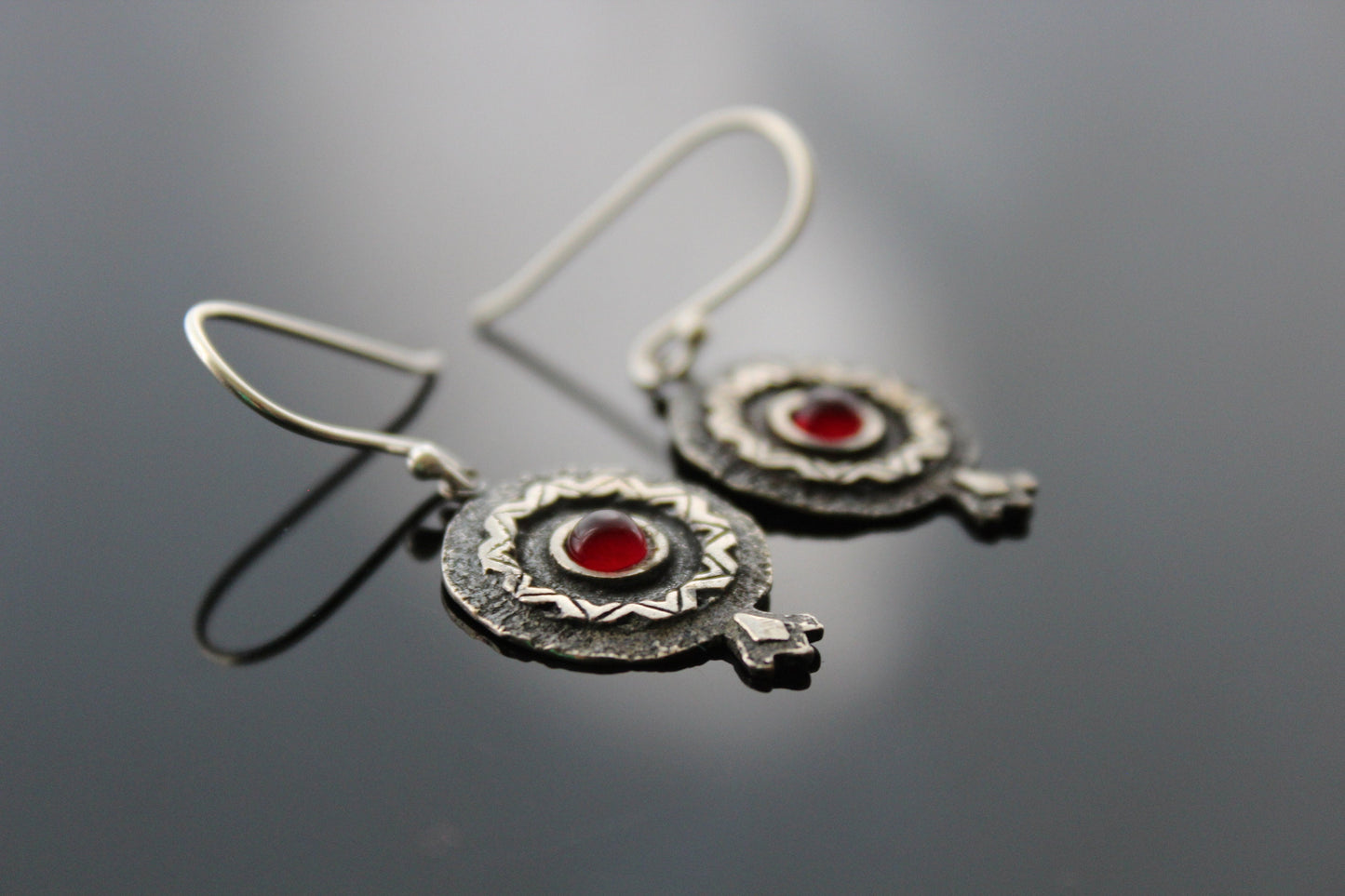 Sterling silver pomegranate earrings