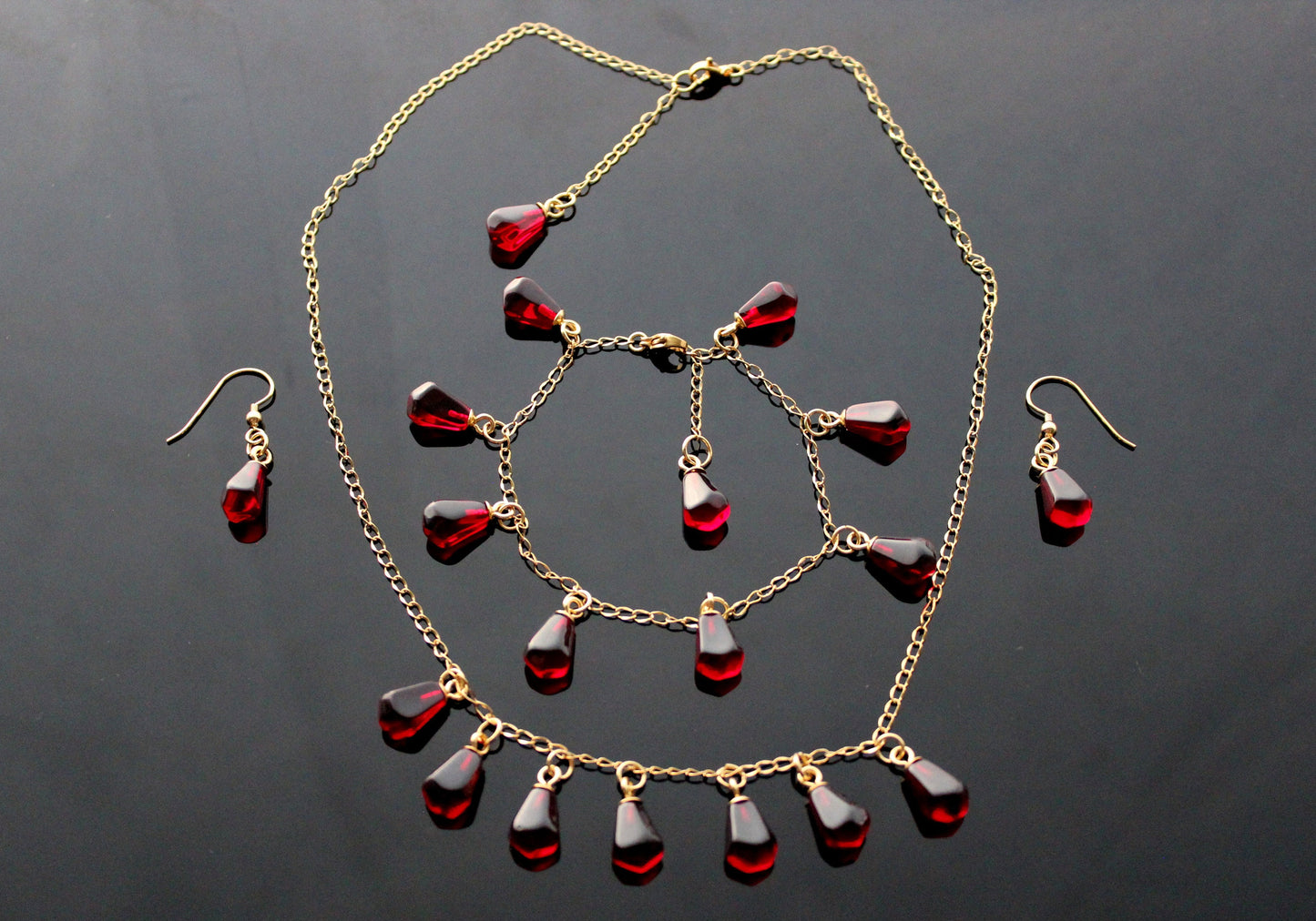 Hand made 14K gold plated Pomegranate seeds non tarnish stainless steel colorfast jewelry (Copy)
