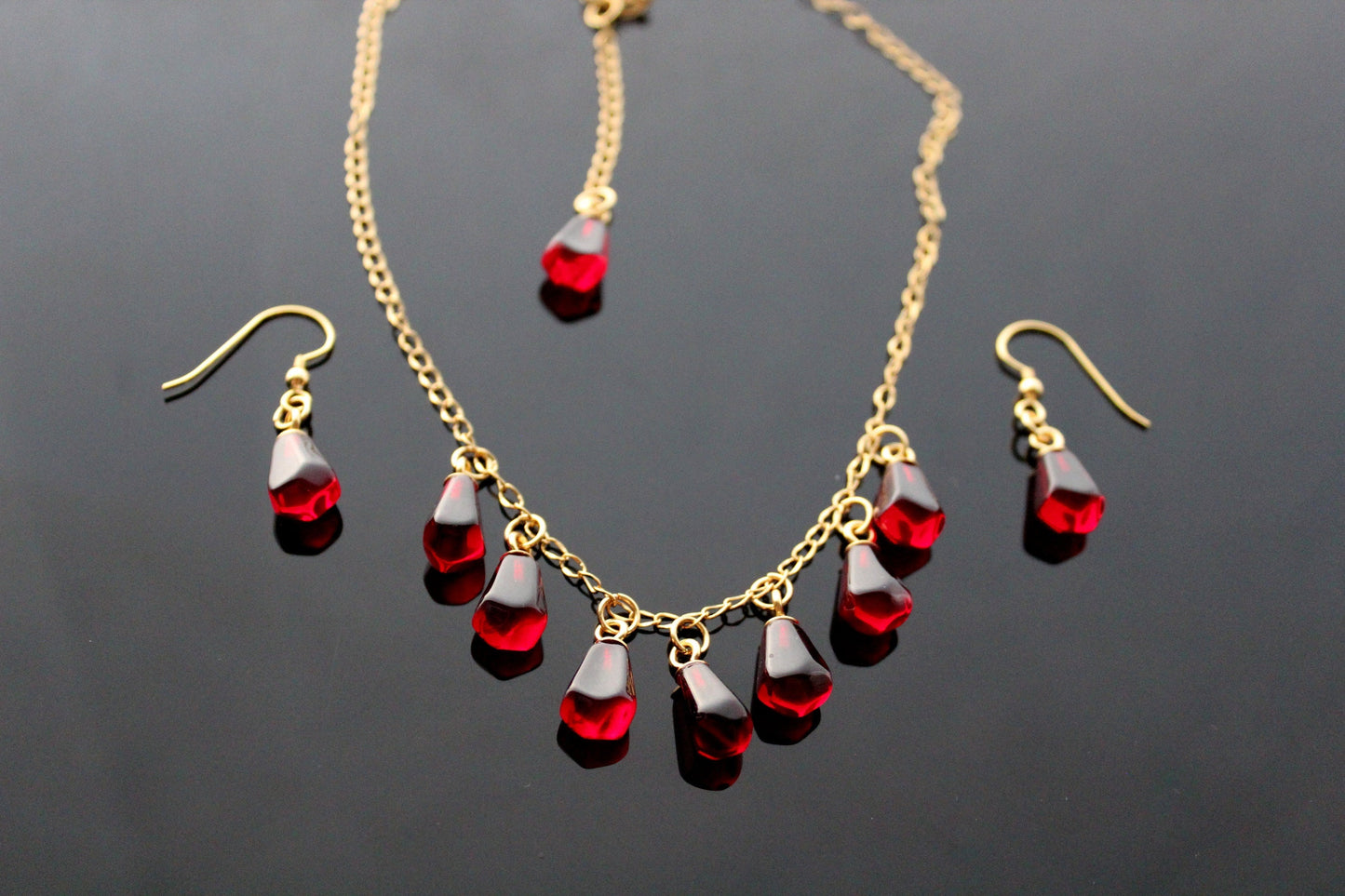 Hand made 14K gold plated Pomegranate seeds non tarnish stainless steel colorfast jewelry (Copy)