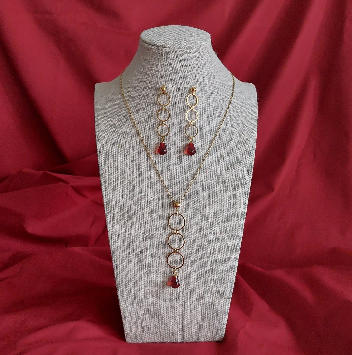 18K gold plated stainless steel handmade non tarnish pomegranate resin seeds jewelry set (Copy)