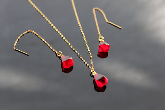 925 Sterling silver pomegranate seed jewelry with glass beads