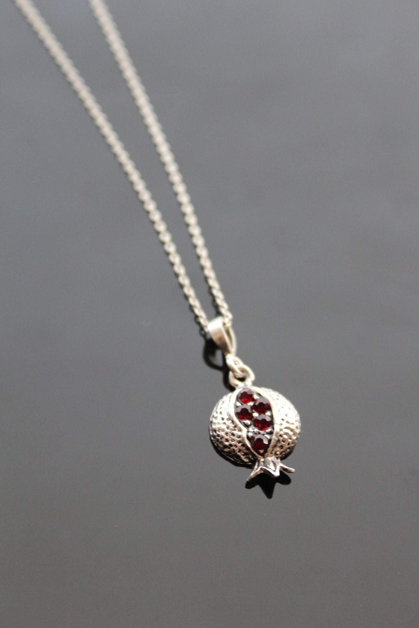 925 sterling silver small delicate pomegranate earrings and necklace