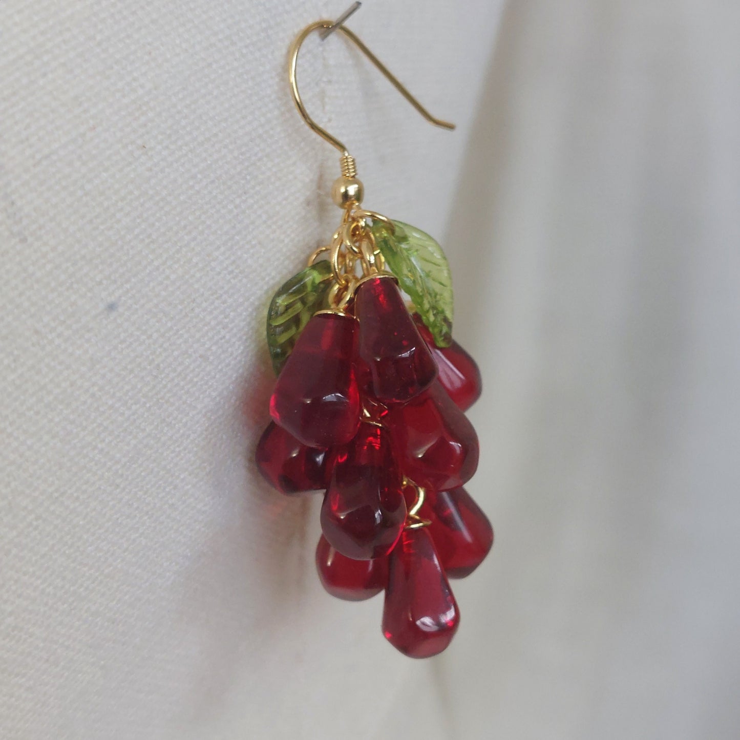 Handmade pomegranate seeds 18K gold plated stainless steel earrings with high quality resin charms