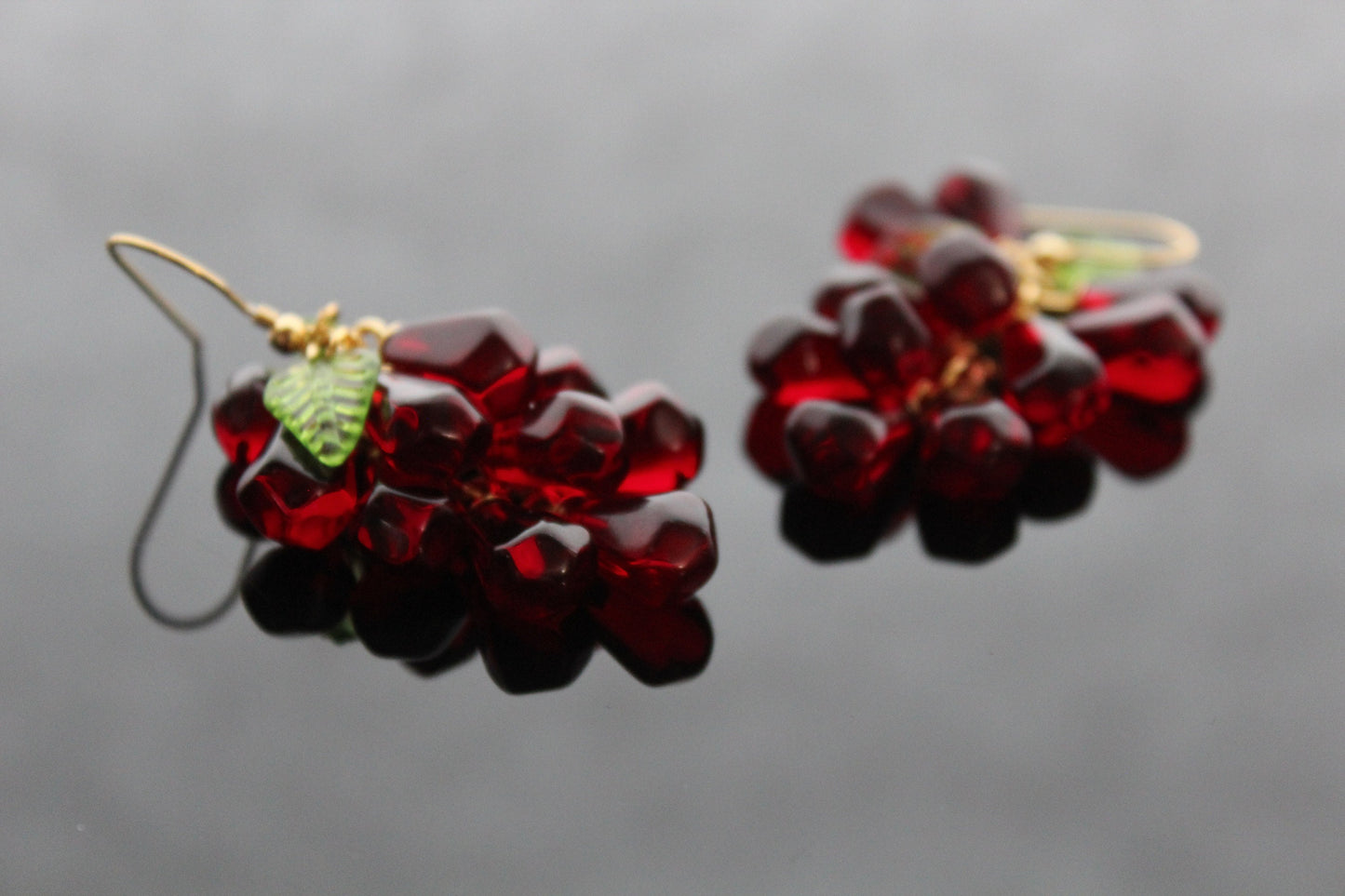 Handmade pomegranate seeds 18K gold plated stainless steel earrings with high quality resin charms