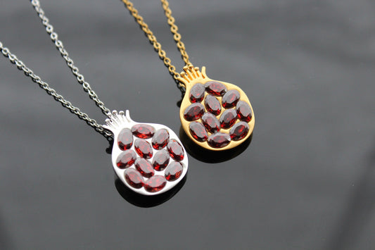 18K gold plated and 925 silver plated  pomegranate pendant with AAA grade natural garnet