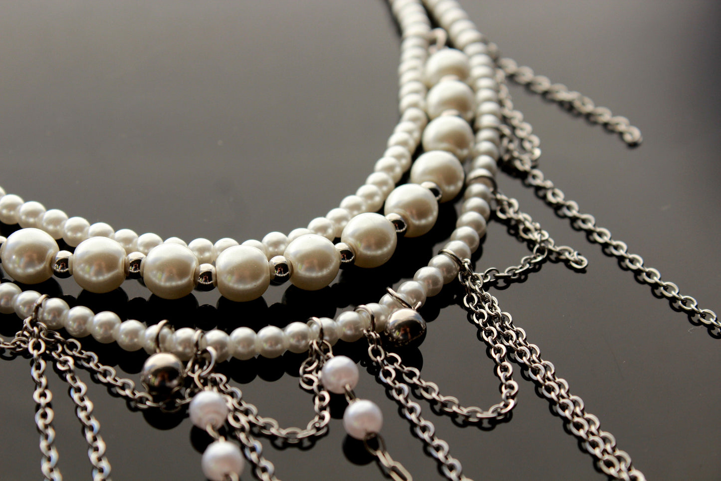 Handmade glass pearl layered necklace