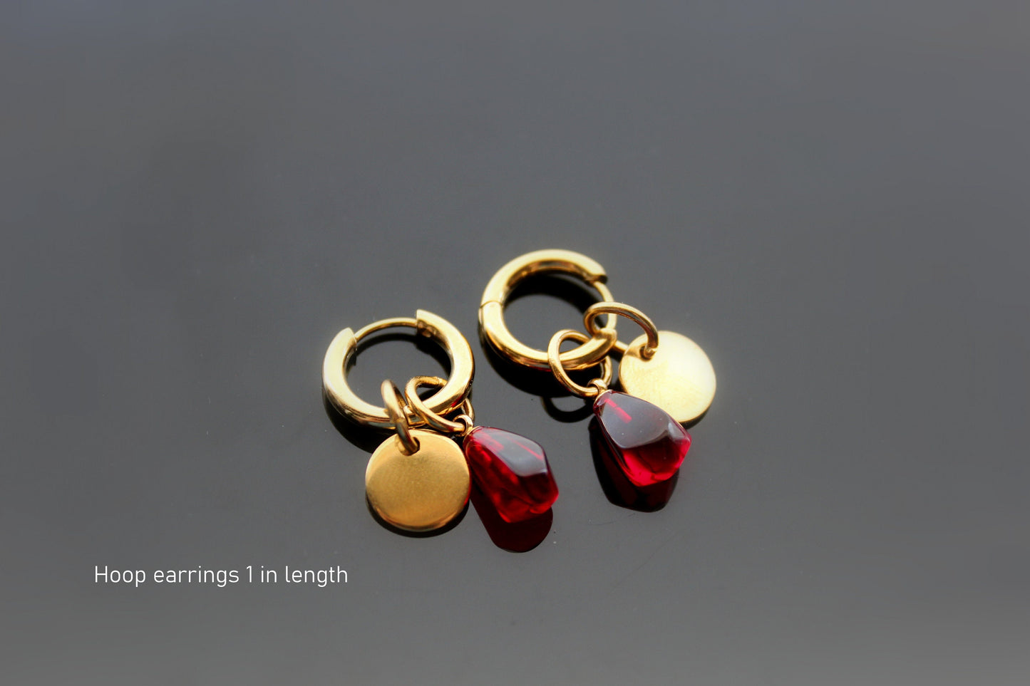 Glass handmade pomegranate seeds 18K gold plated stainless steel jewelry set