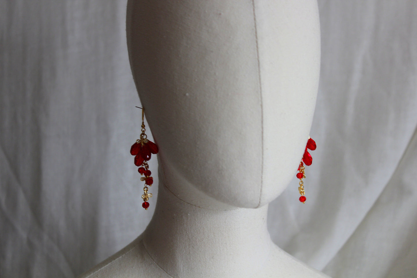 18K gold plated stainless steel, non tarnish Pomegranate seeds and bee earrings