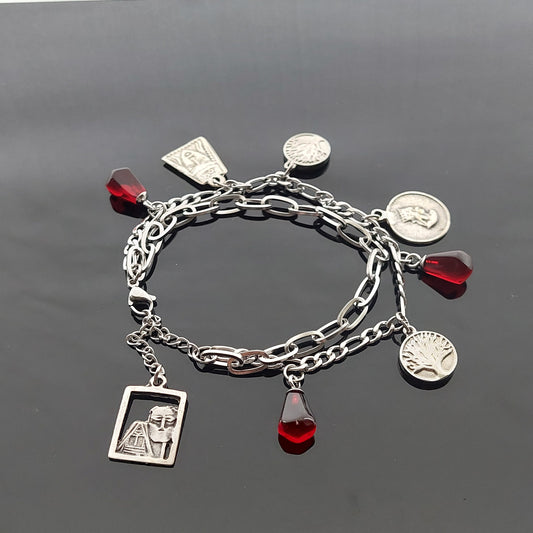 Armenian bangle with pomegranate seeds and charms