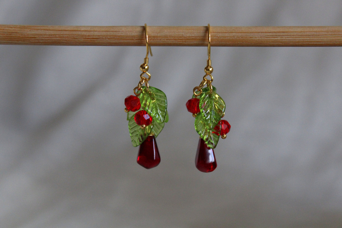 Handmade pomegranate seeds 18K gold plated stainless steel jewelry set with high quality resin charms