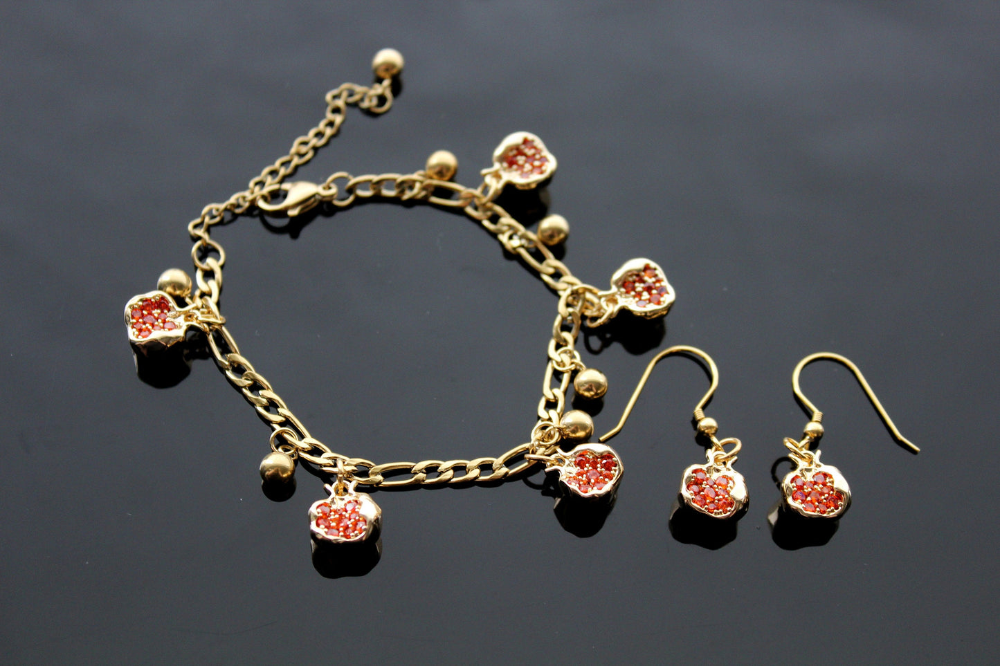 14K gold plated stainless steel non tarnish small delicate pomegranate jewelry