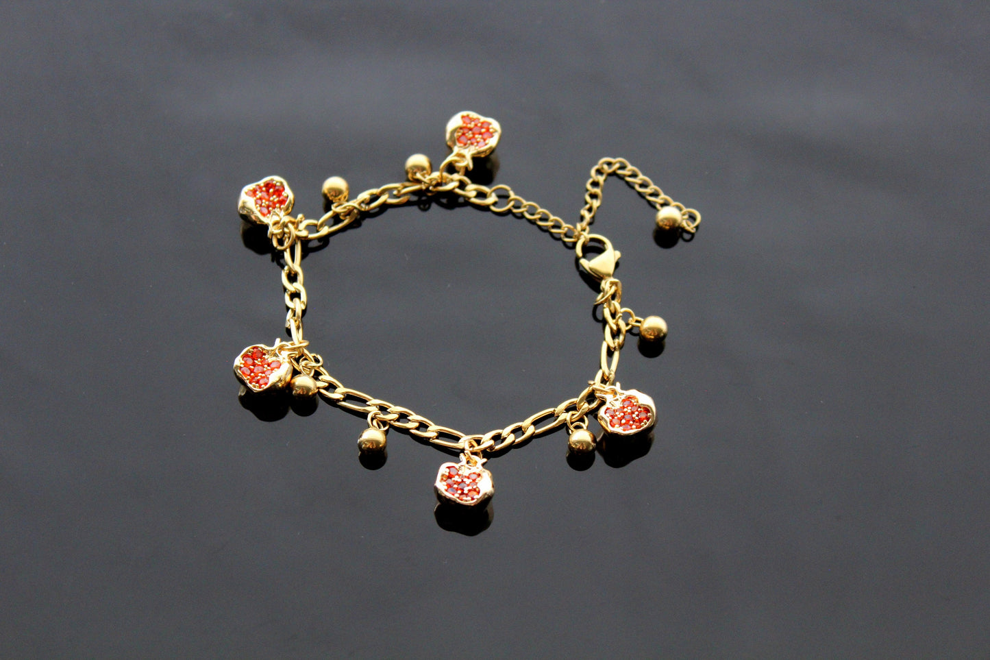 14K gold plated stainless steel non tarnish small delicate pomegranate jewelry