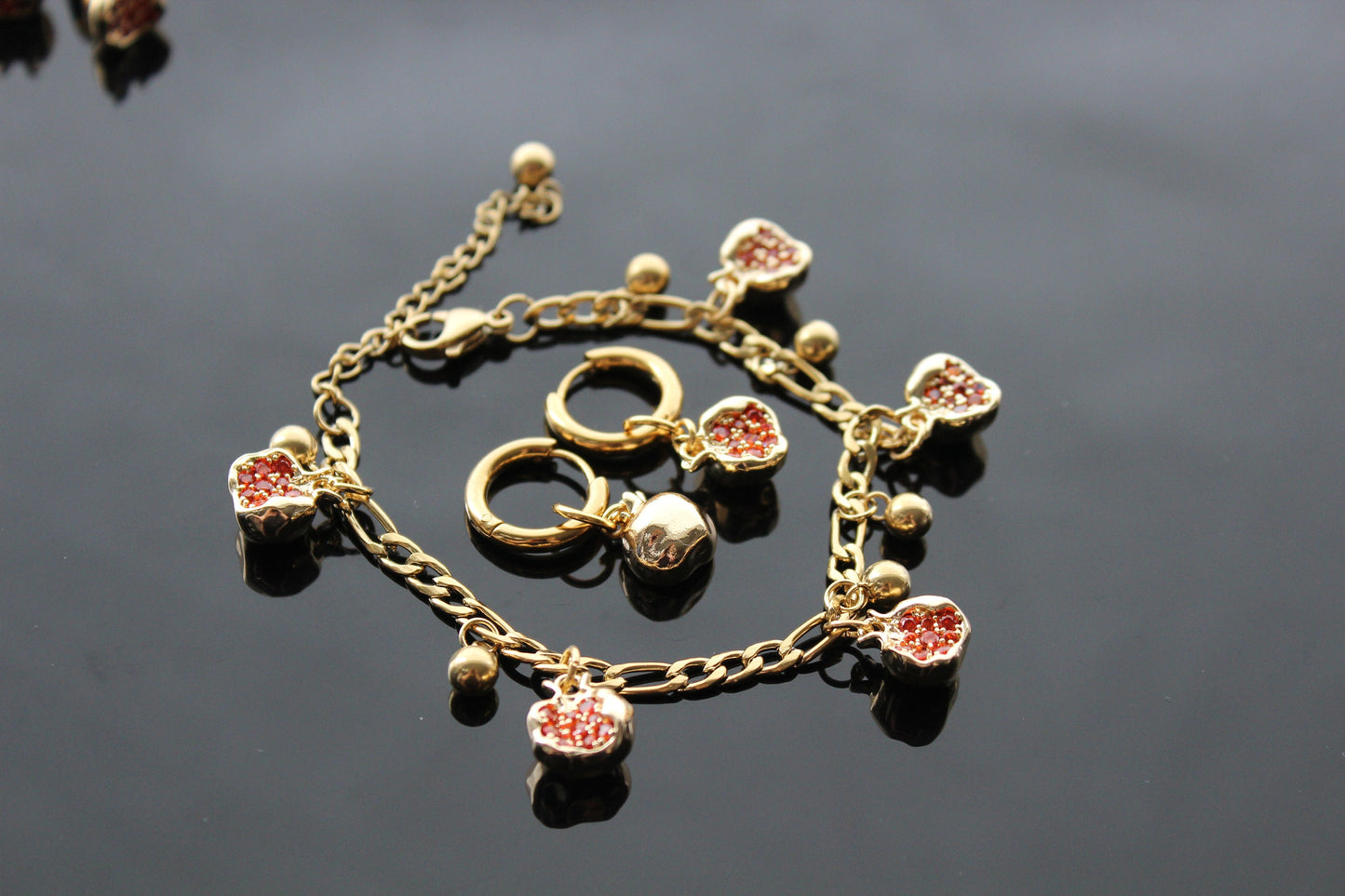 14K gold plated stainless steel non tarnish small delicate pomegranate jewelry