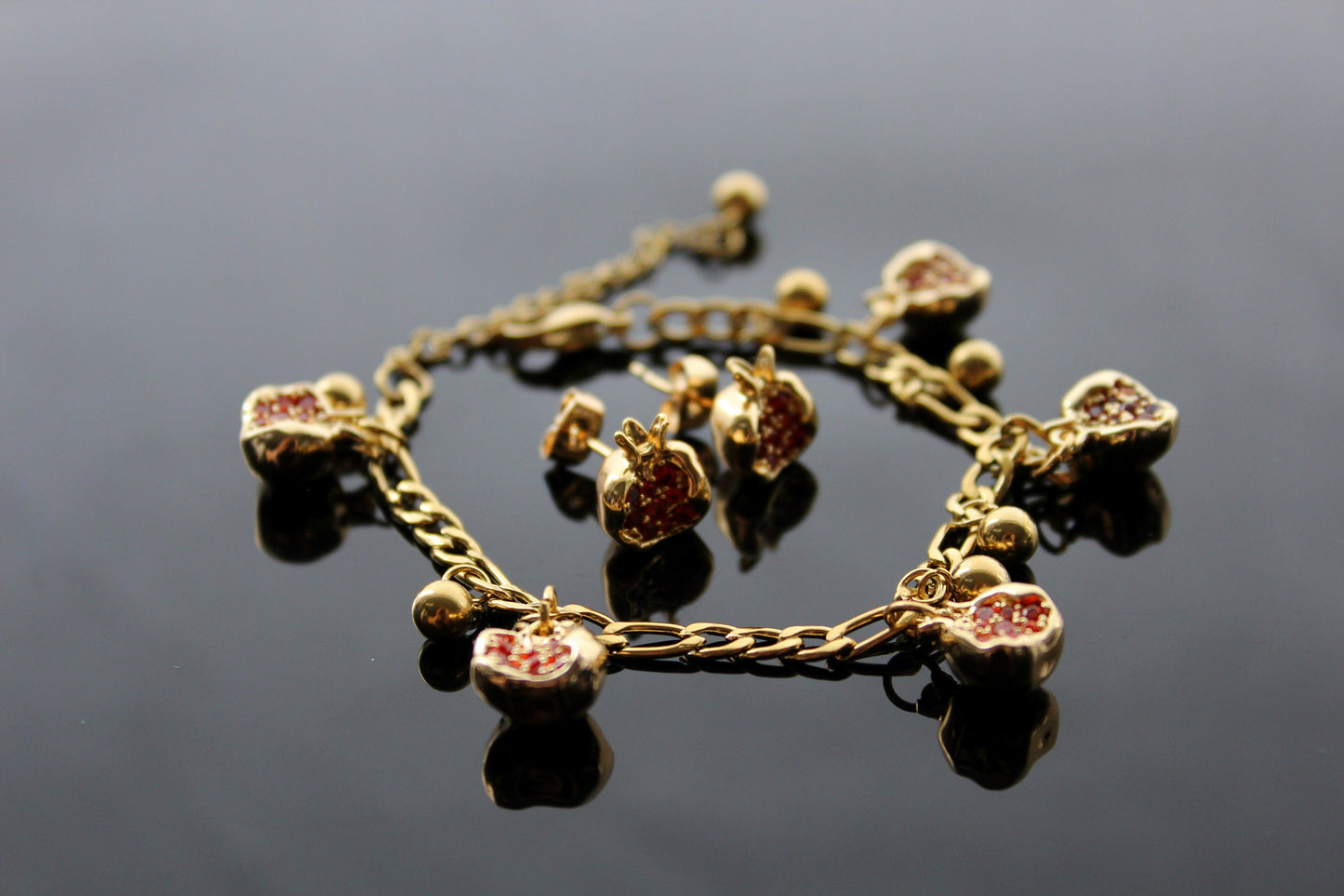 14K gold plated stainless steel non tarnish small delicate pomegranate jewelry