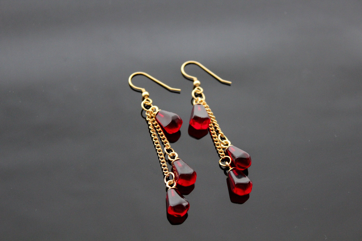 Pomegranate seeds earrings dangle earrings with small hoops