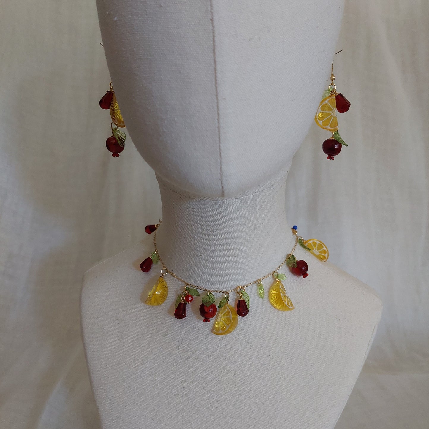 Lemon pomegranate summer jewelry