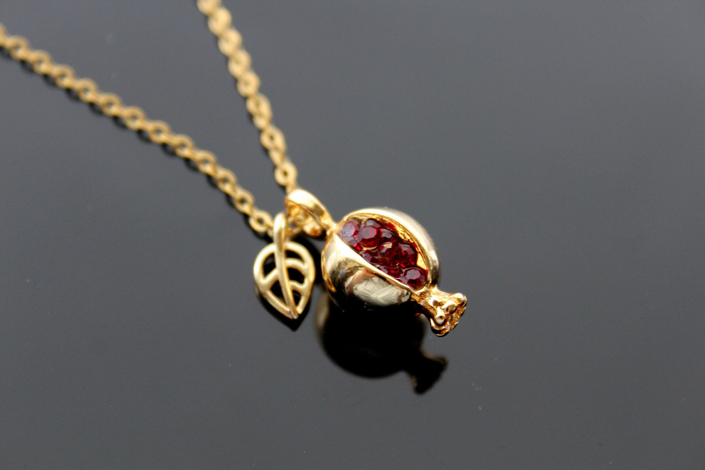 Pomegranate  pendant necklace with  tarnish free materials