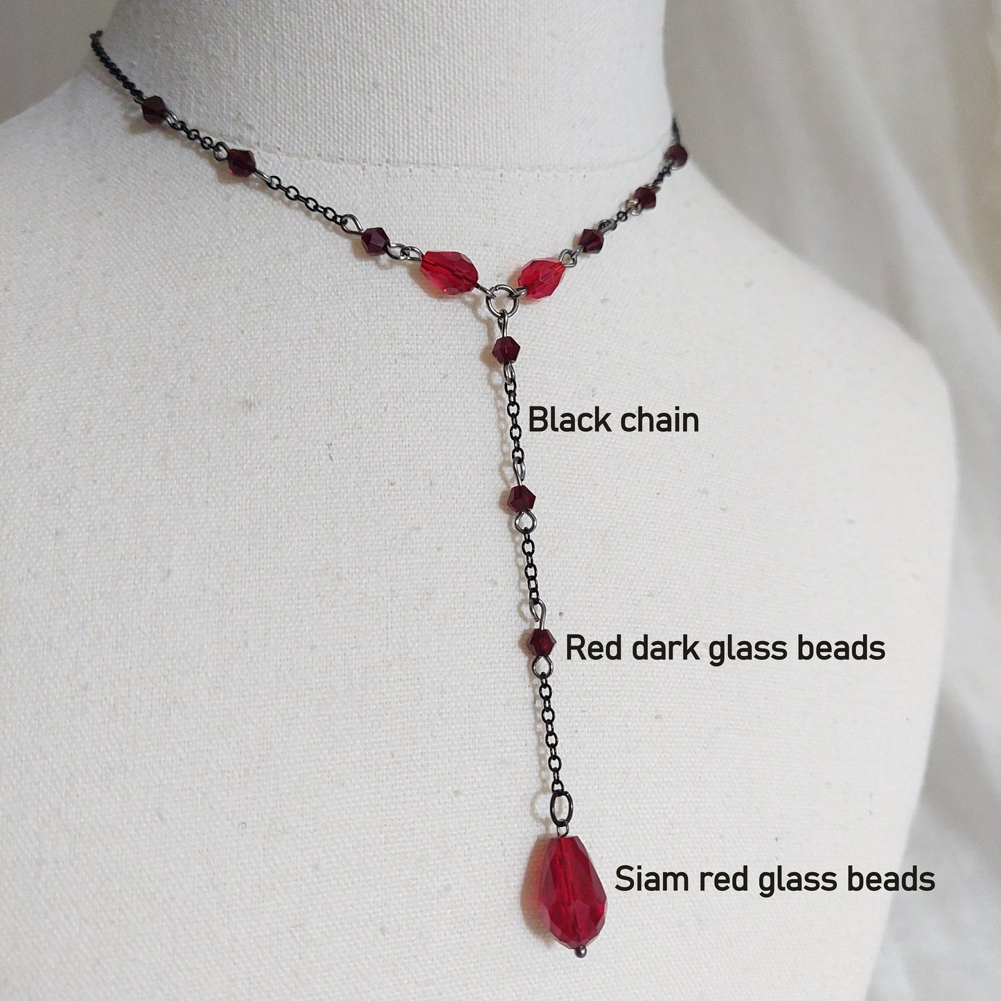 Handmade pomegranate jewelry set  with gun metal color chain