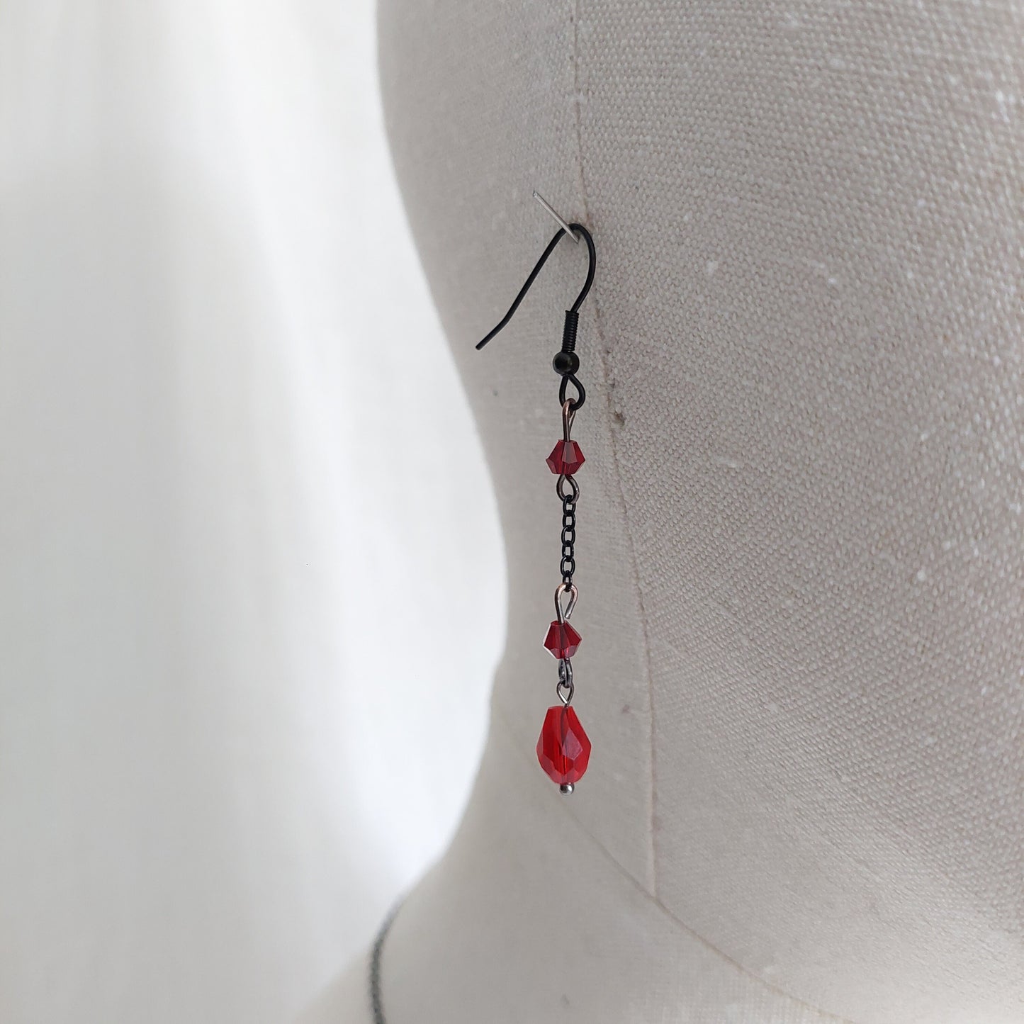 Handmade pomegranate jewelry set  with gun metal color chain