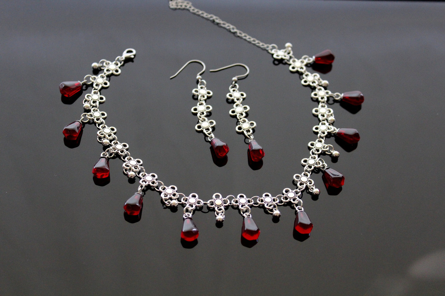Handmade pomegranate jewelry set