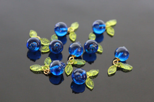 Bulk Resin Blueberry charms for jewelry making with silver and gold hooks and  leaves