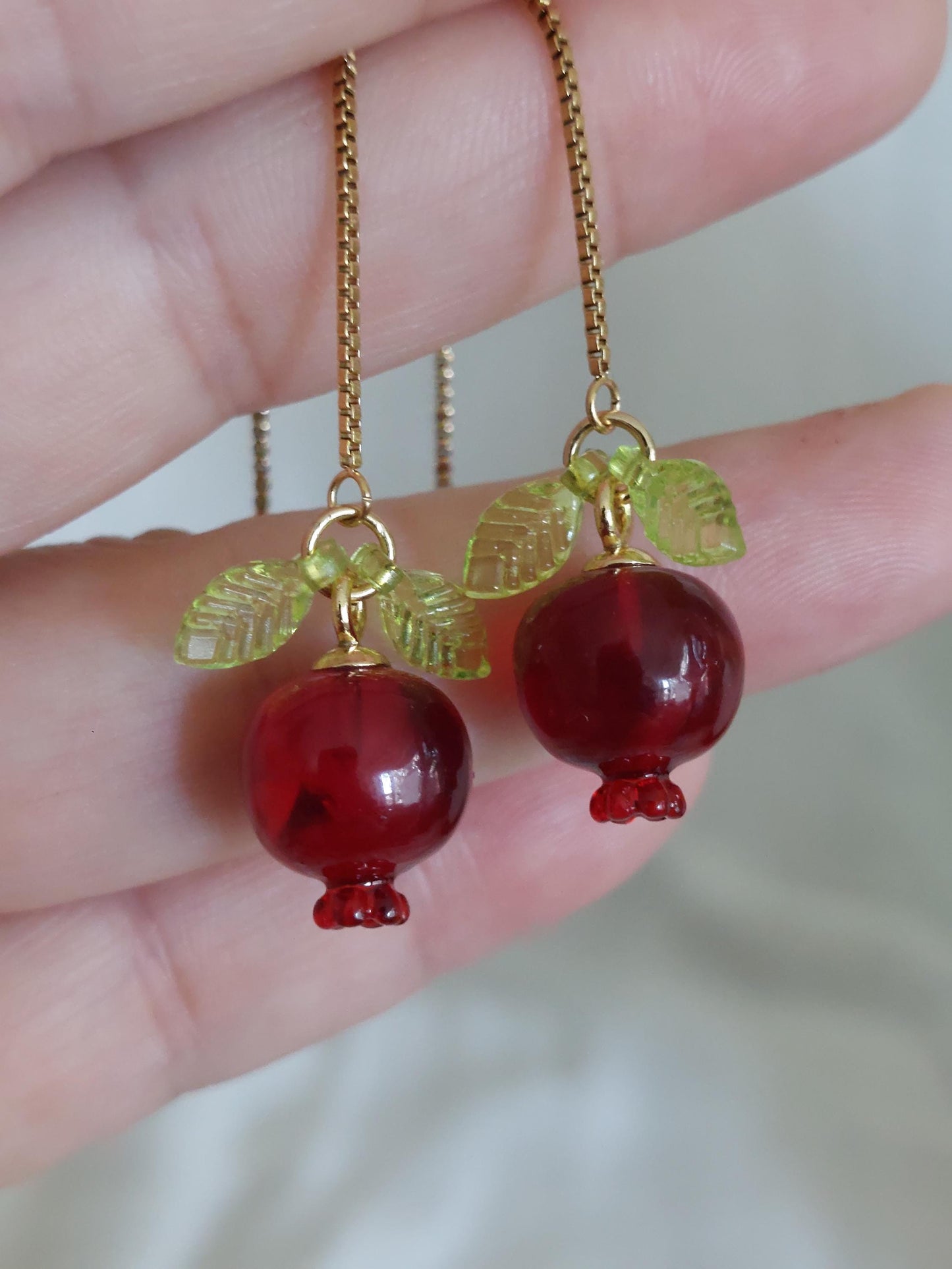 Pomegranate 18K gold plated stainless steel jewelry set