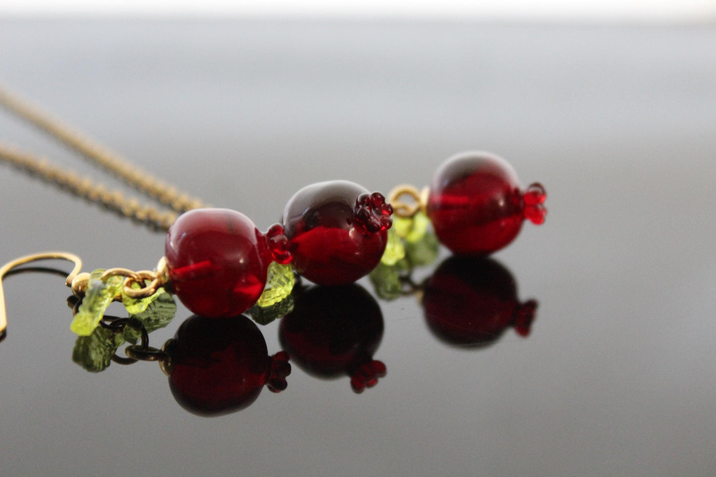 Pomegranate 18K gold plated stainless steel jewelry set