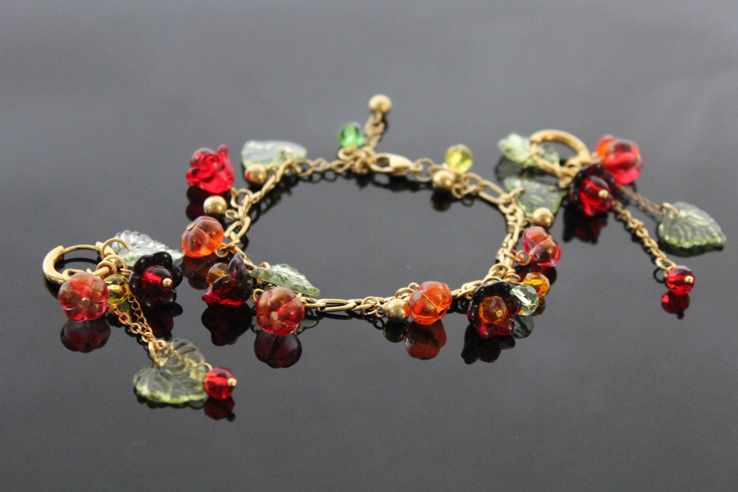 Hand-Made Glass Pumpkin Jewelry Set