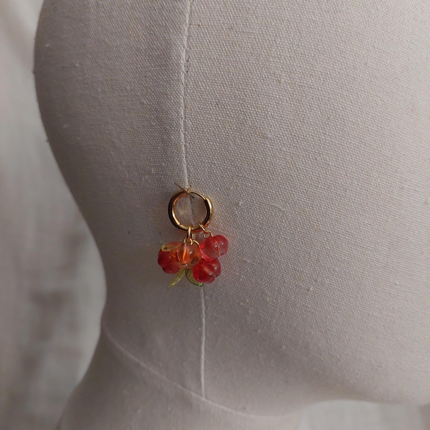 Hand-Made Glass Pumpkin hoop earrings