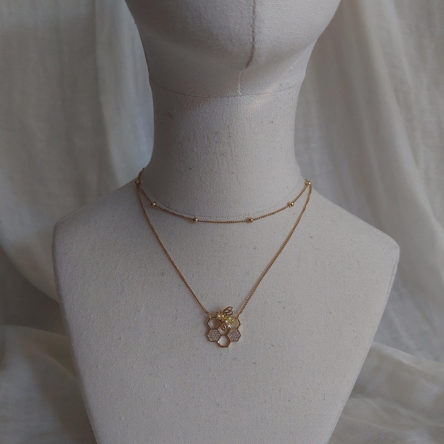 Bee multilayer gold plated necklace