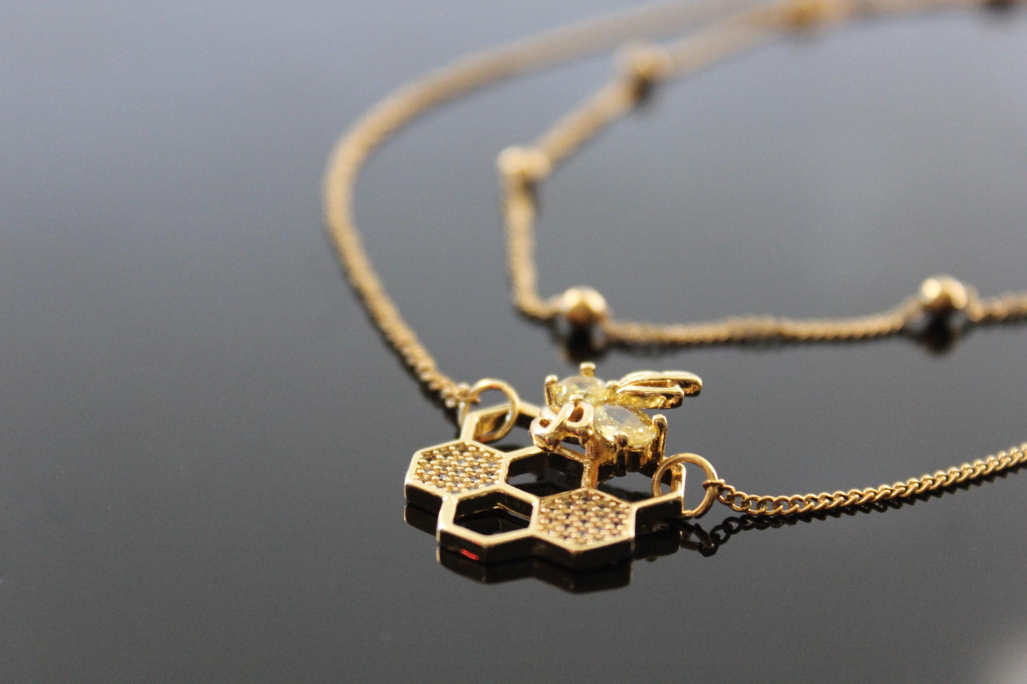 Bee multilayer gold plated necklace