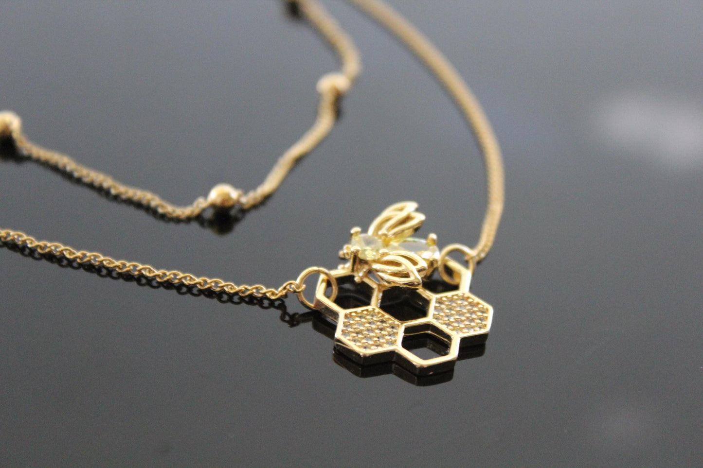 Bee multilayer gold plated necklace