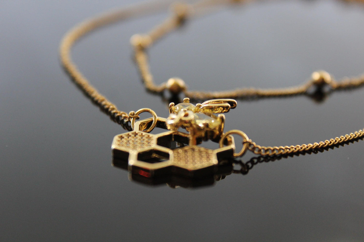 Bee multilayer gold plated necklace