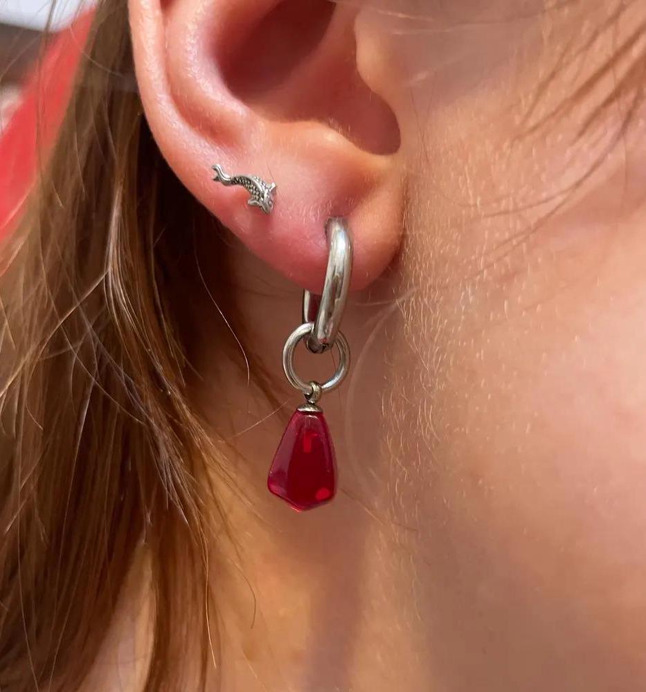 Pomegranate seed hoop earrings 14K gold plated stainless steel, non tarnish jewelry