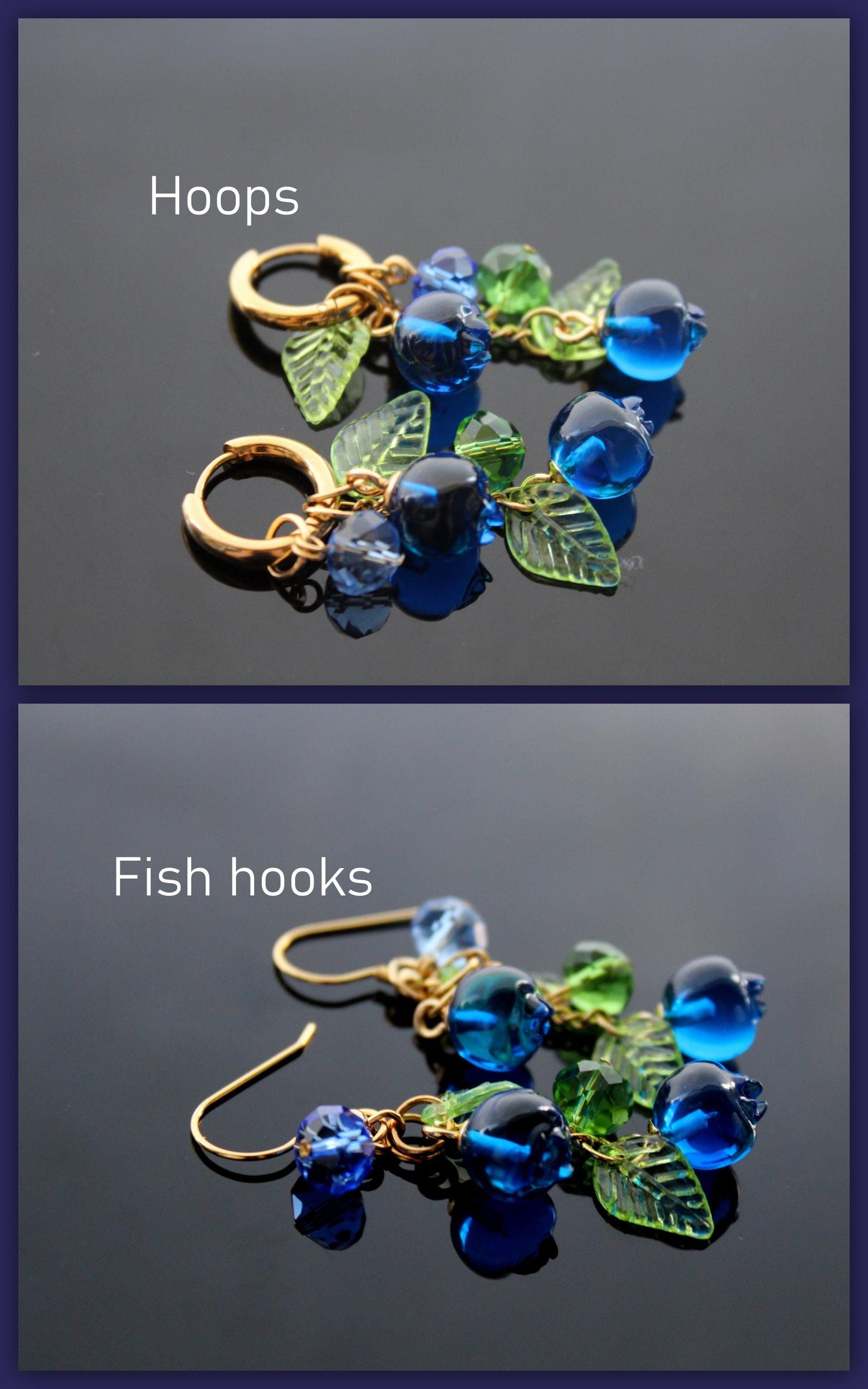 Resin blueberry earrings