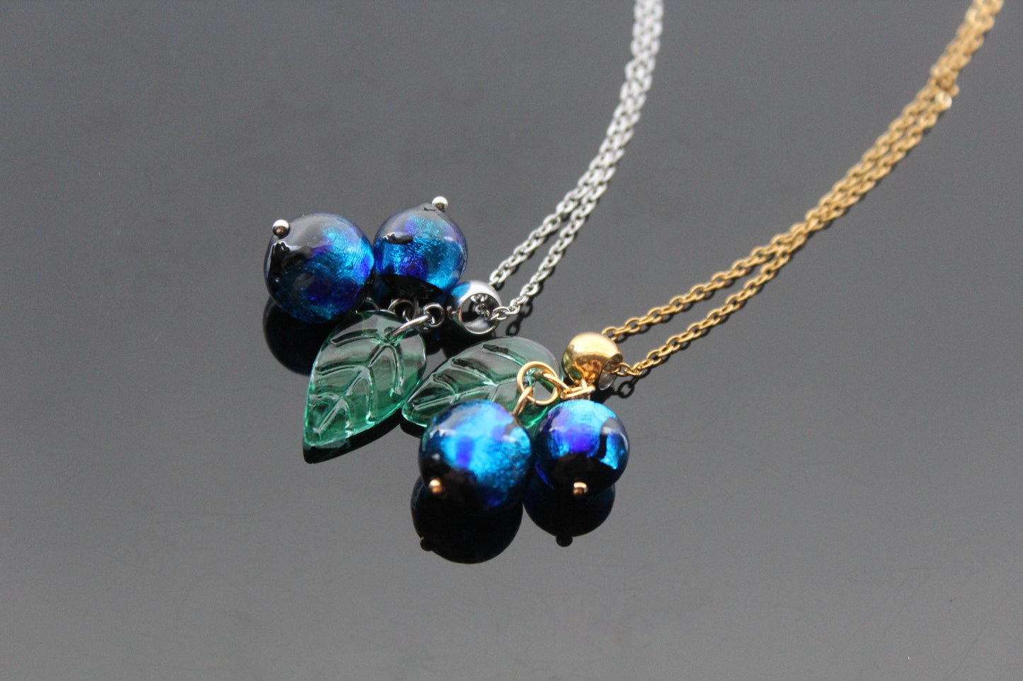 Handmade high quality glass blueberry jewelry with stainless steel parts