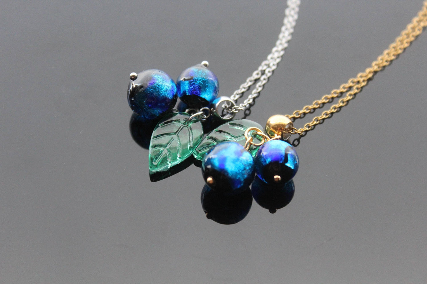 Handmade high quality glass blueberry jewelry with stainless steel parts
