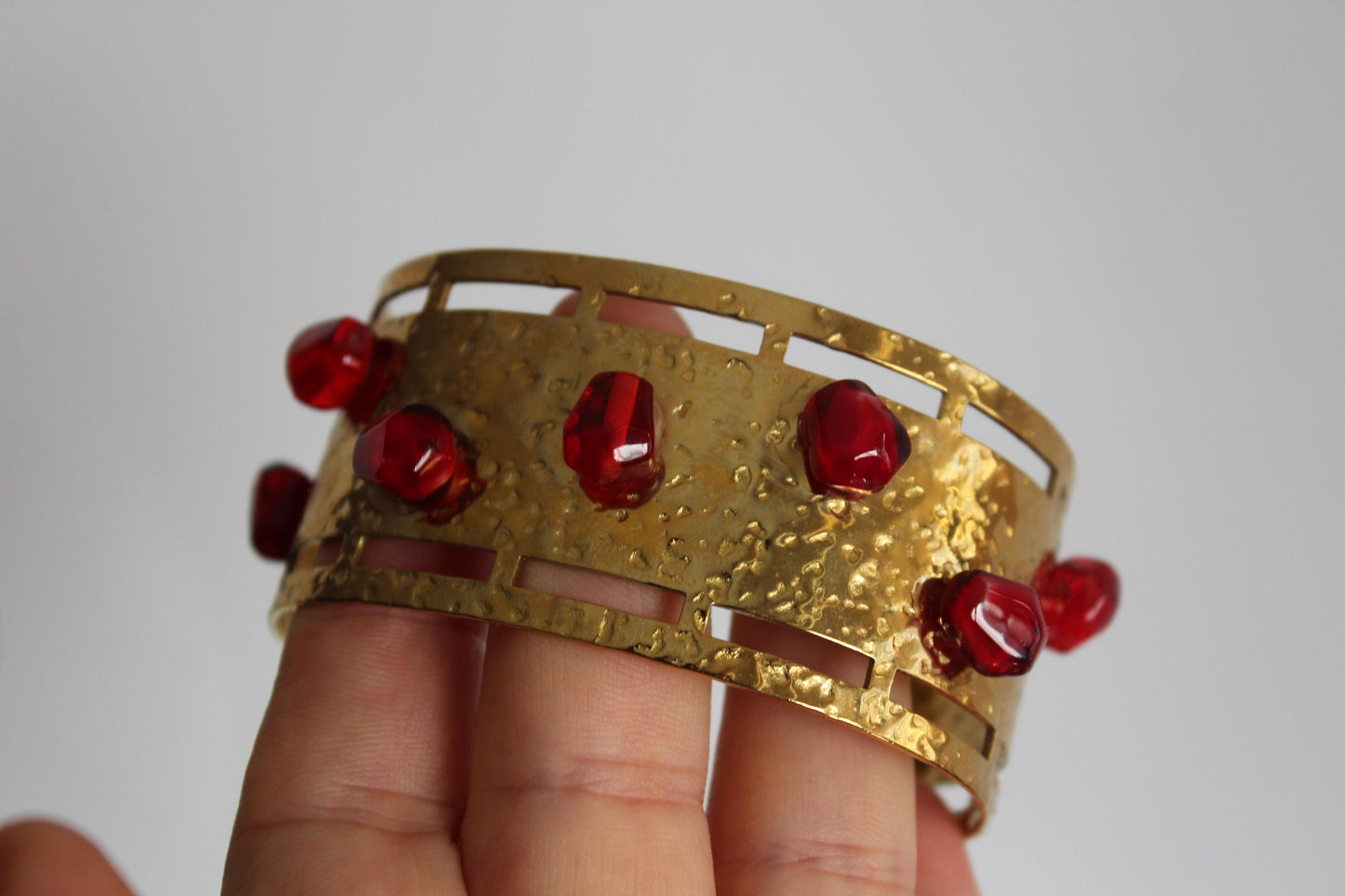 18K gold plated stainless steel Cuff pomegranate bracelet with stud earrings