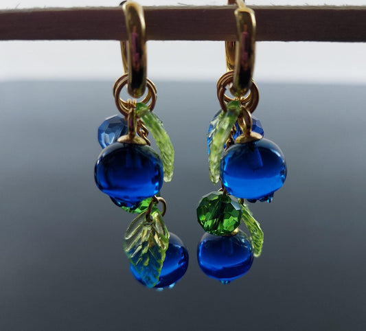 Resin blueberry earrings