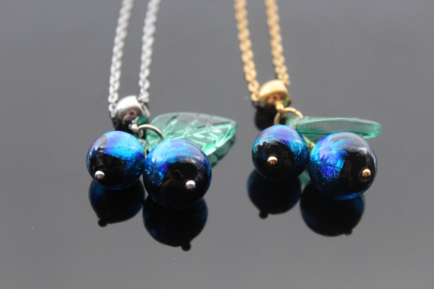Handmade high quality glass blueberry jewelry with stainless steel parts