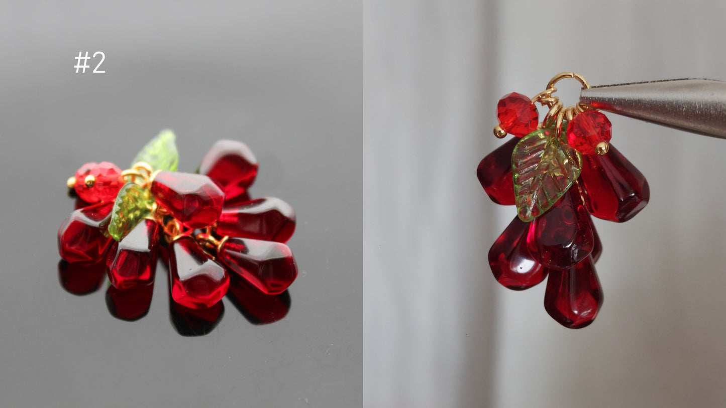 Bulk Dark red resin pomegranate seeds charms for jewelry making