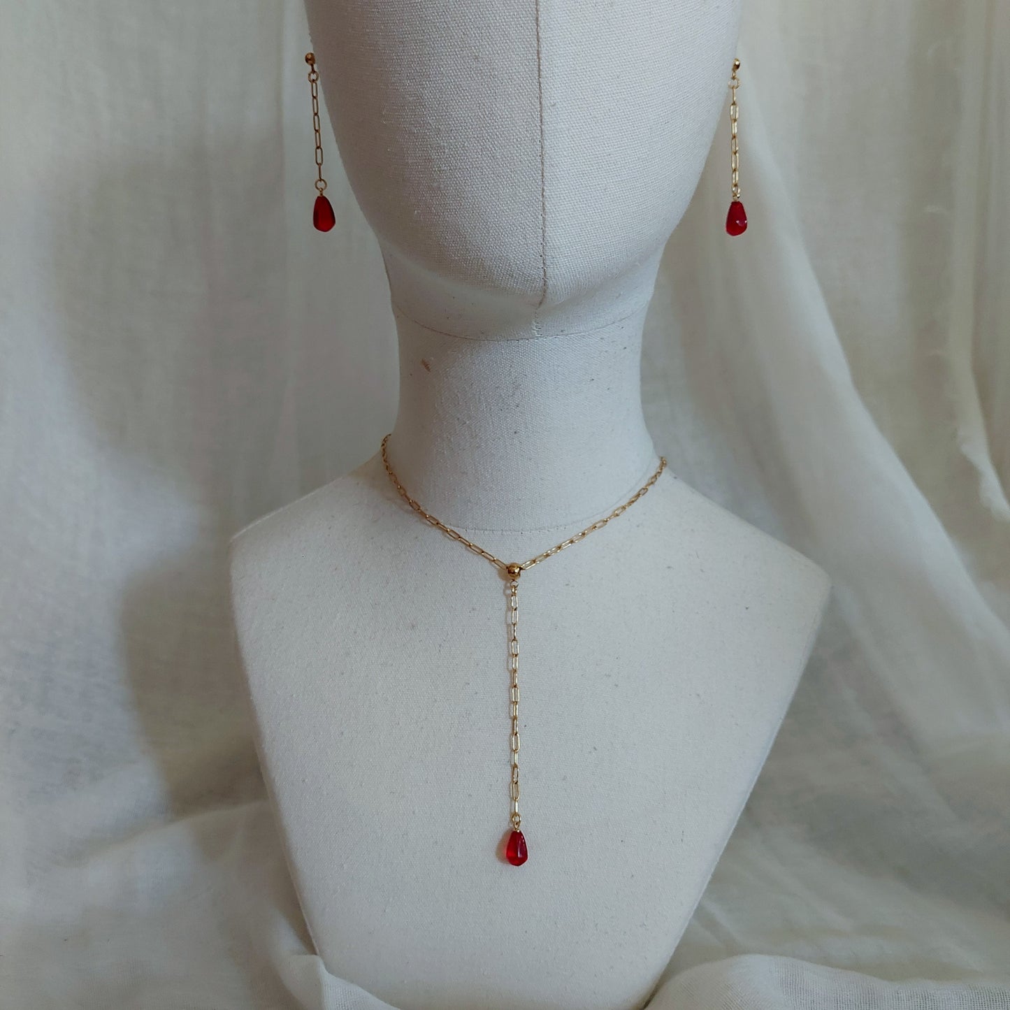 14K gold plated stainless steel handmade  non tarnish pomegranate seeds jewelry set