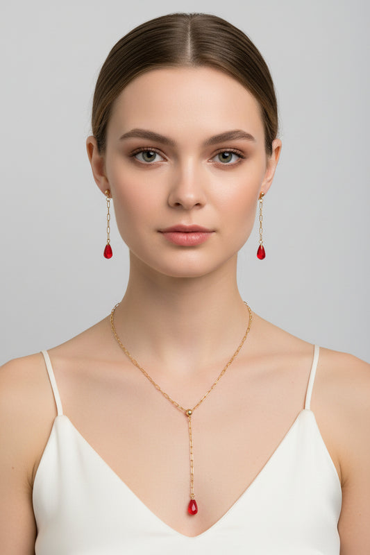14K gold plated stainless steel handmade  non tarnish pomegranate seeds jewelry set